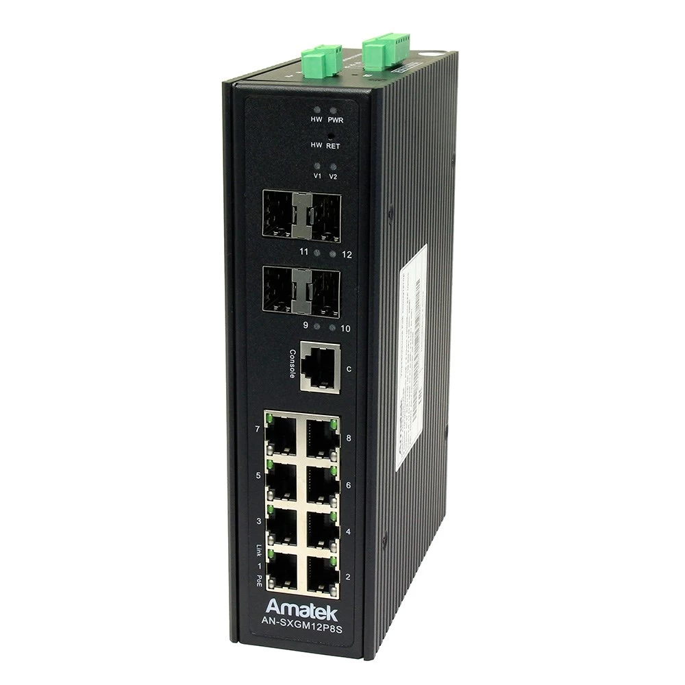 12 портовый управляемый коммутатор с PoE AMATEK AN-SXGM12P8S