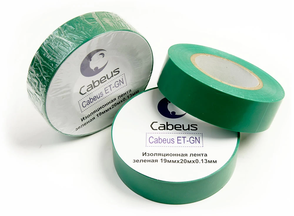 Изоляционная лента зеленая 19ммх20мх013мм Cabeus ET-GN (7417c)