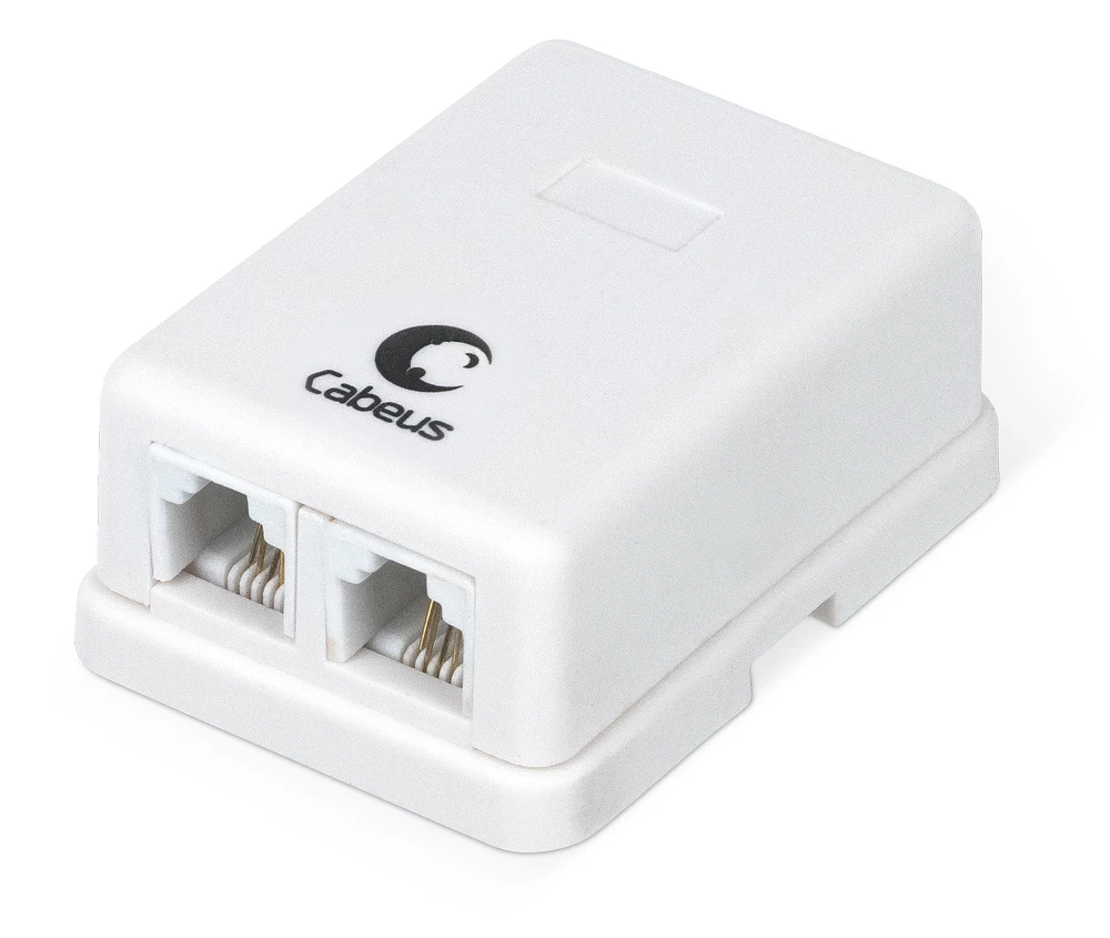 Розетка телефонная RJ-12(6P4C), двойная Cabeus WS-6P4C-TEL-2 (7484c)