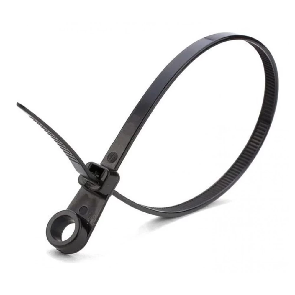 Стяжка, 300x5,0 мм с отверстием, черная, неразъемная (упак 100 шт) AMATEK AK-NCTS-B5.0*300