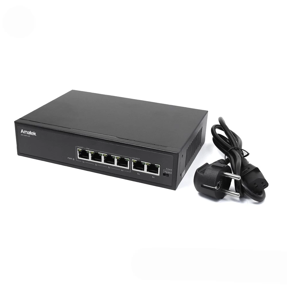 6 портовый неуправляемый коммутатор с PoE AMATEK AN-S6P4-65