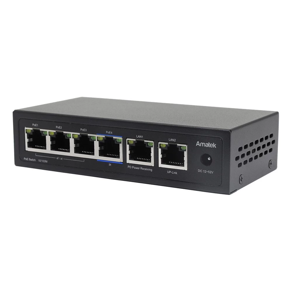 6 портовый неуправляемый коммутатор с PoE AMATEK AN-PE42