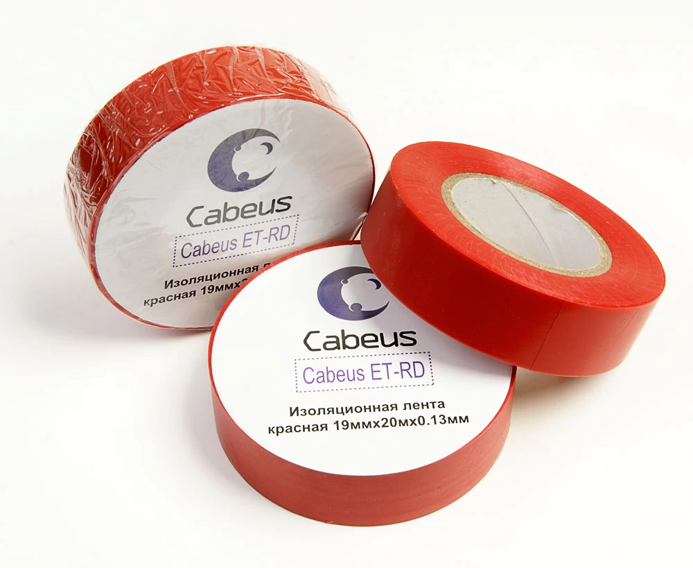 Изоляционная лента красная 19ммх20мх013м Cabeus ET-RD (7418c)