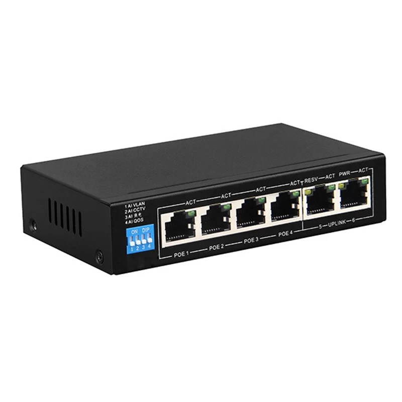 6 портовый неуправляемый коммутатор с PoE AMATEK AN-S6P4M