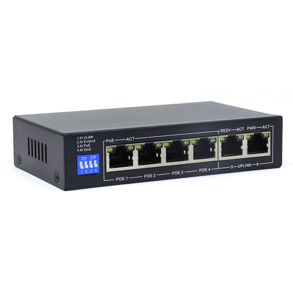 6 портовый неуправляемый коммутатор с PoE AMATEK AN-S6P4M