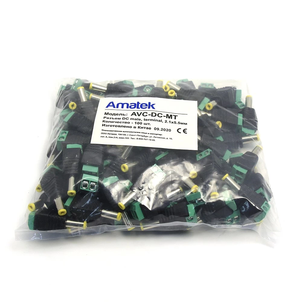 Разъем питания штекер 2,1х5,5 с клеммной колодкой под винт AMATEK AVC-DC-MT