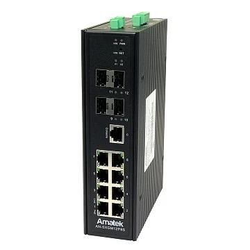 12 портовый управляемый коммутатор с PoE AMATEK AN-SXGM12P8S