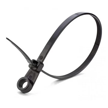 Стяжка, 150x4,0 мм с отверстием, черная, неразъемная (упак 100 шт) AMATEK AK-NCTS-B4.0*150