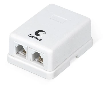 Розетка телефонная RJ-12(6P4C), двойная Cabeus WS-6P4C-TEL-2 (7484c)