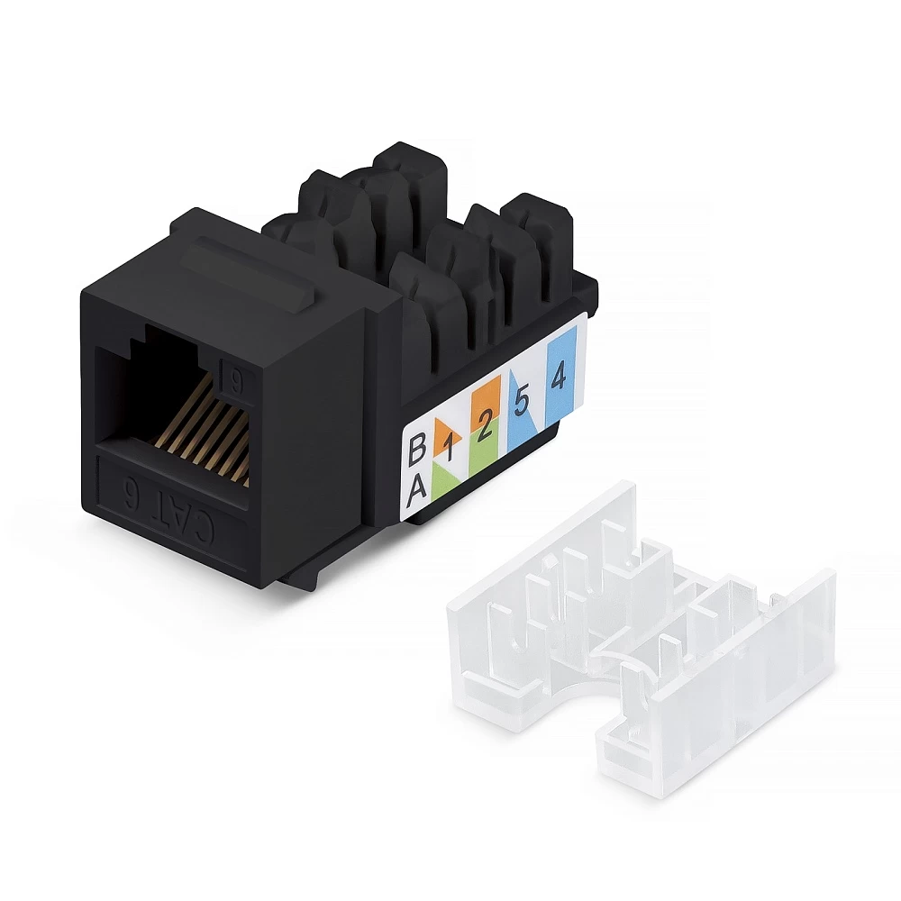 Вставка Keystone Jack RJ-45 Cabeus KJ-RJ45-Cat.6-90-SW-BK (10102c)
