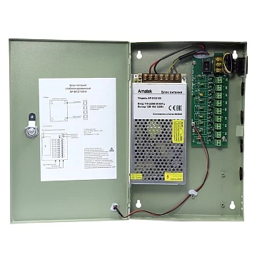 Блок питания 12В/10А, 9 выходов по 1,1А AMATEK AP-B12/100-9