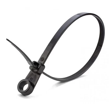 Стяжка, 300x5,0 мм с отверстием, черная, неразъемная (упак 100 шт) AMATEK AK-NCTS-B5.0*300