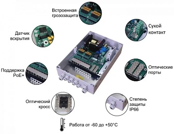 10 портовый уличный узел связи TFortis PSW-2G8F+