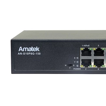 10 портовый неуправляемый коммутатор с PoE AMATEK AN-S10P8G-150