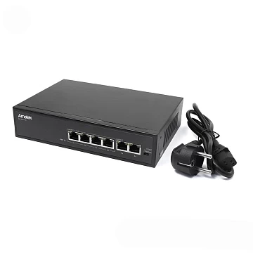 6 портовый неуправляемый коммутатор с PoE AMATEK AN-S6P4-65