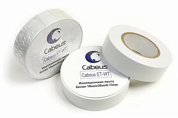 Изоляционная лента белая 19ммх20мх013мм Cabeus ET-WT (7414c)
