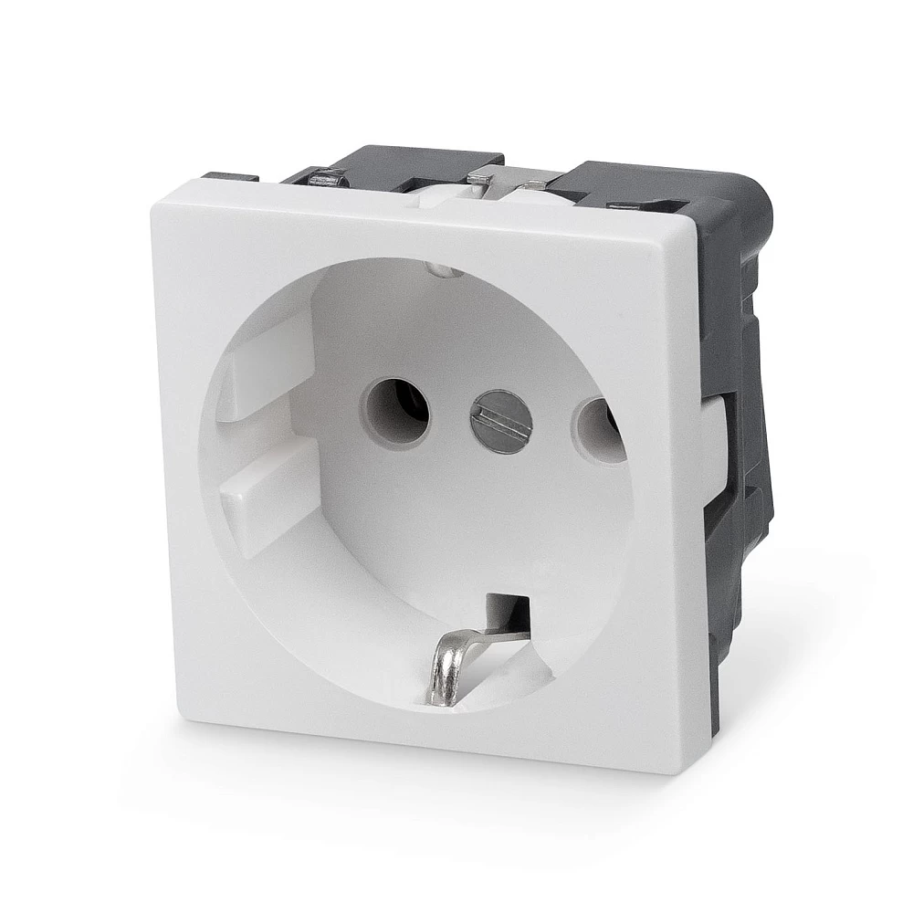 Розетка электрическая Mosaic 45x45, нем ст, 2K+3, 16A, белая (в сборе) Cabeus ME45-WH (10103c)