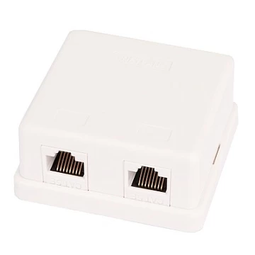 Настенная розетка, 2 порта, Кат NETLAN EC-UWO-2-UD2-WT-10