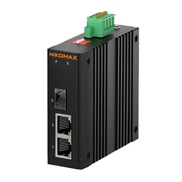 Медиаконвертер промышленный NIKOMAX GL-MC-2UTPG-SFPG-P-I