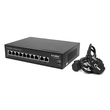 10 портовый неуправляемый коммутатор с PoE AMATEK AN-S10P8GA